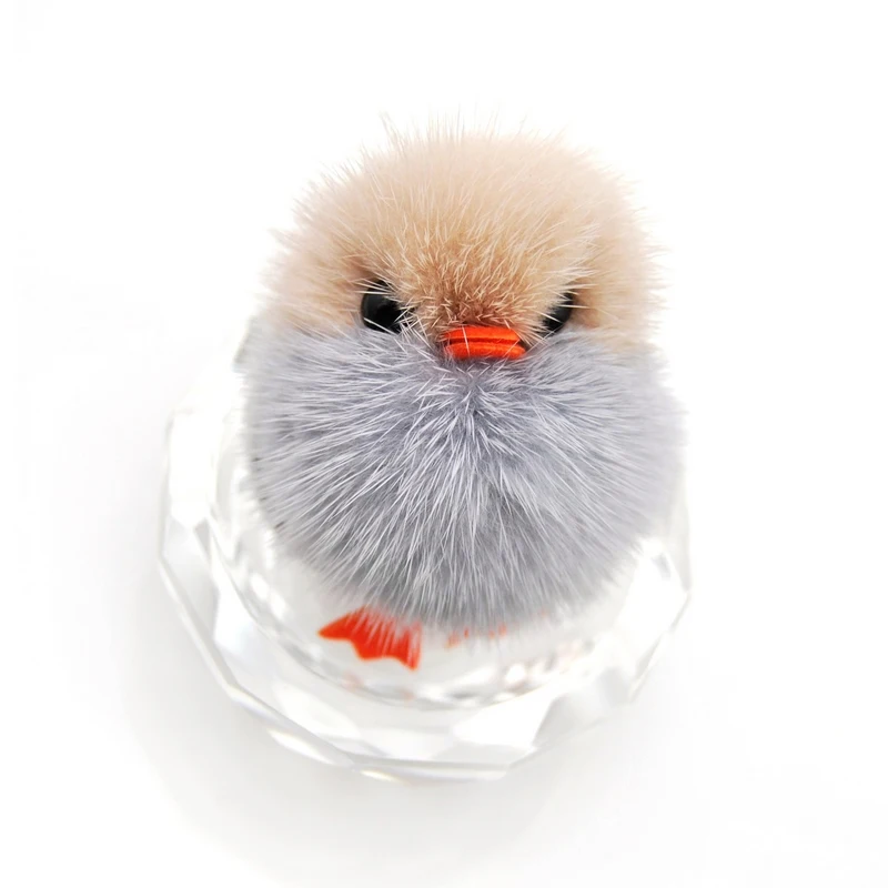 Cute Girl Fluffy Pom Pom Duck Keychain Women Mink Fur Pompom Chick Key Chain On Bag Car Trinket Female Wedding Party Toys Gift