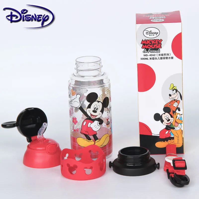 Minnie Mickey Minnie Disney Cups Cartoon Plastic Solid Feeding Student Convenient Outdoor Child Sports Bottle With Straw