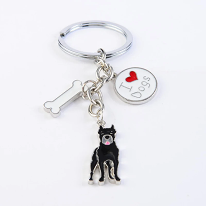 Cane Corso dog pendant key chains for men women white gold color metal alloy bag charm car keychain key ring holder keyring