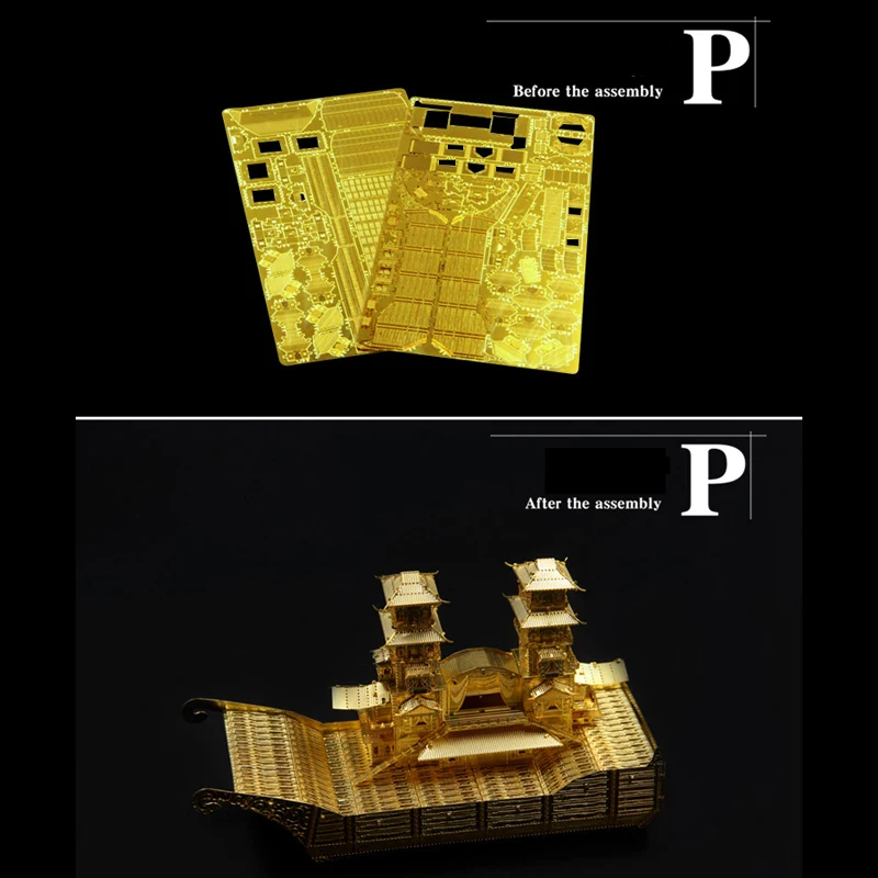 3D metal Puzzle Yangzhou Pleasure-boat Model J040 DIY 3D laser cutting Jigsaw puzzle model Nano Puzzle Toys for adult Gift