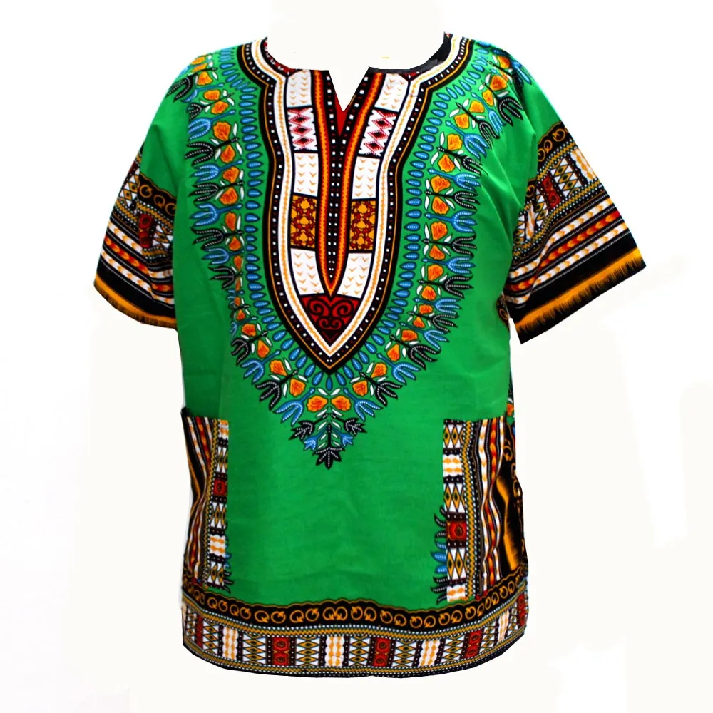 (fast shipping) 2016 Newest Fashion Design African Traditional Print 100% Cotton Dashiki T-shirt for unisex