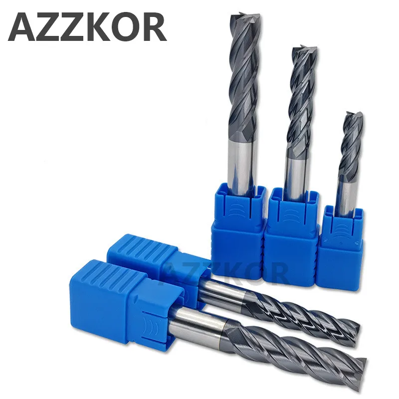 Fräser mit Legierungsbeschichtung, Wolframstahlwerkzeug 100L/150L HRC50, Verlängerte Stirnfräser, Endfräser, Top CNC AZZKOR Fräser – Detail 3
