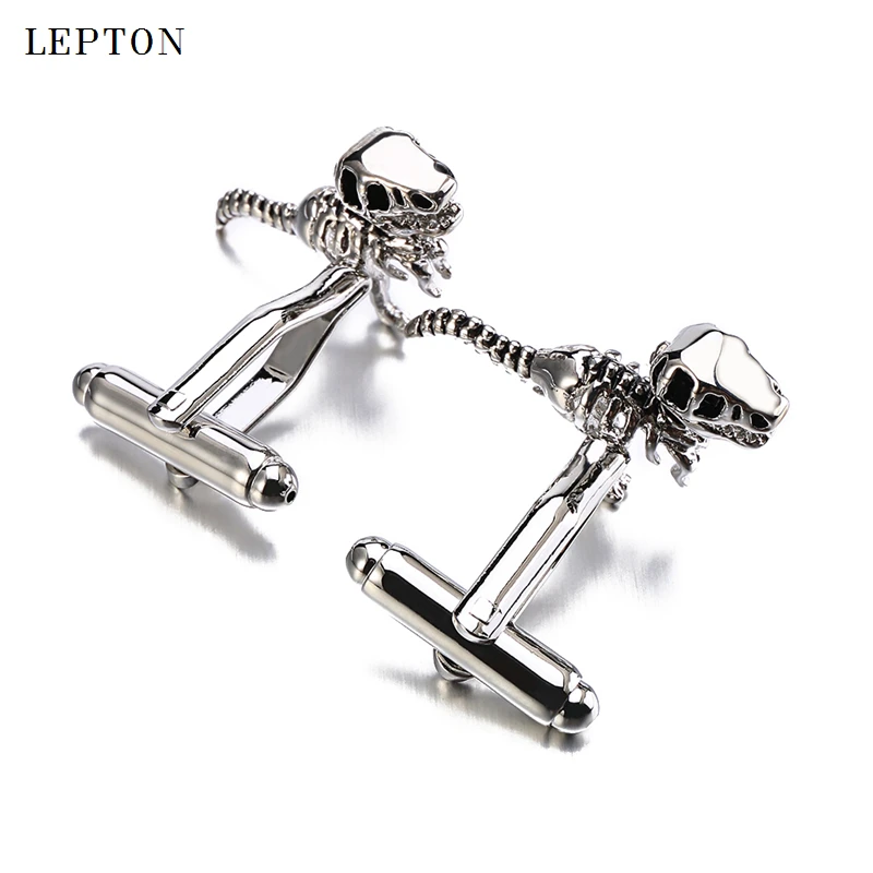 

Metal Animal Cufflinks For Mens Shirt Cuffs Cuff links Brand Real Sales Silver Color Lepton Dinosaurs Cufflinks Relojes gemelos
