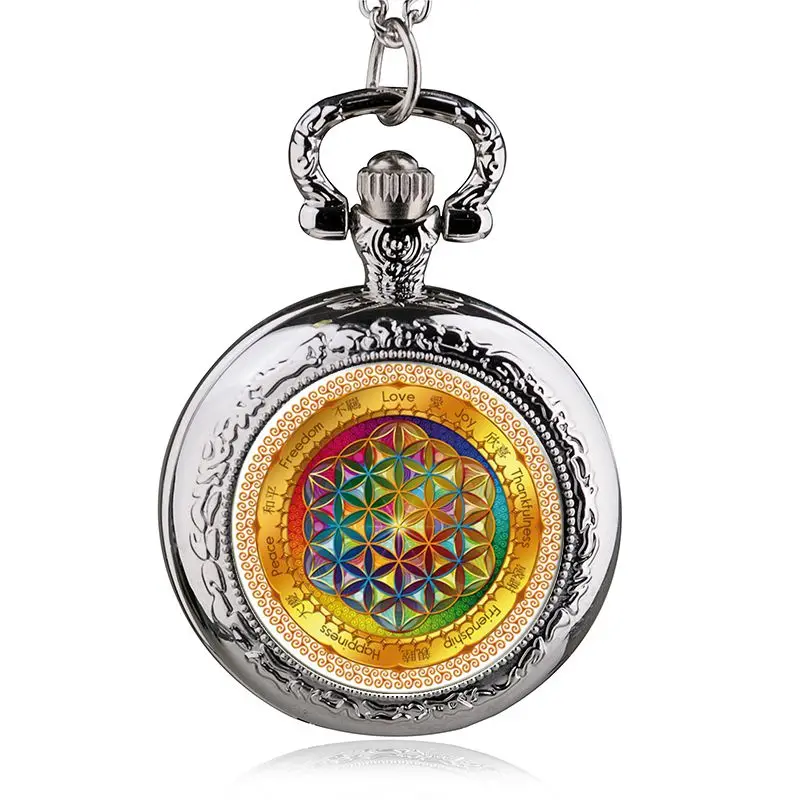 Fashion Silver Stainless Steel Tree Of Life Chain Luminous Pocket Watch Necklace Women Jewelry Glowing Pendant Chain