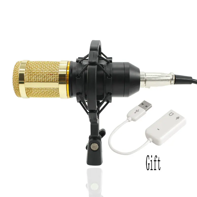 BM-800 Condenser Audio 3.5mm Wired Studio Microphone Vocal Recording KTV Karaoke Microphone  Mic Stand For Computer BM 800