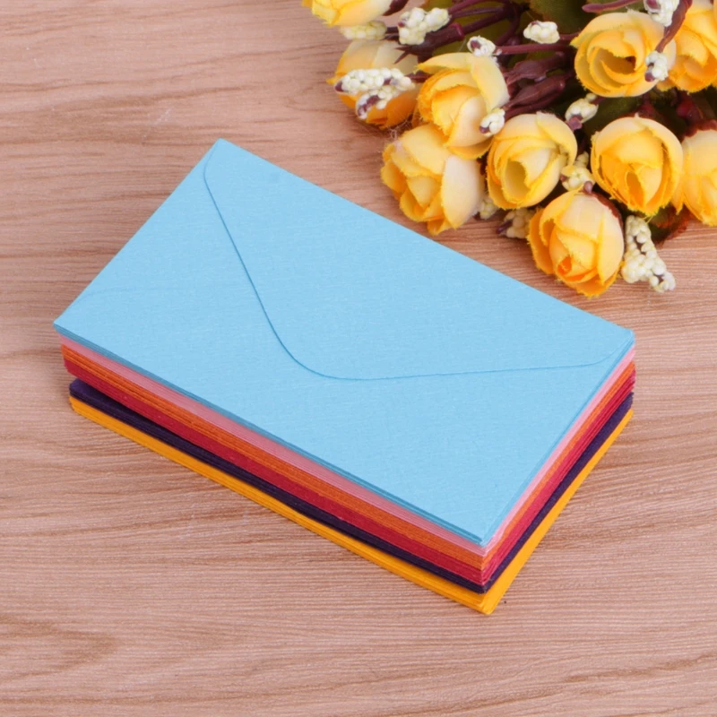 Mini Sobres de papel Retro coloridos en blanco, fiesta de boda de invitación de tarjetas de felicitación, sobre de regalo, 50 piezas