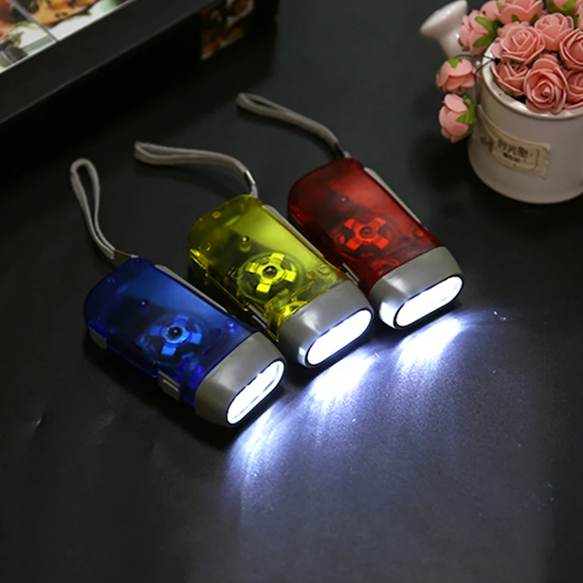 1pc led mão pressionando dínamo manivela lanterna de energia handy imprensa tocha luz de acampamento lâmpada auto-alimentado luz ferramenta do agregado familiar novo