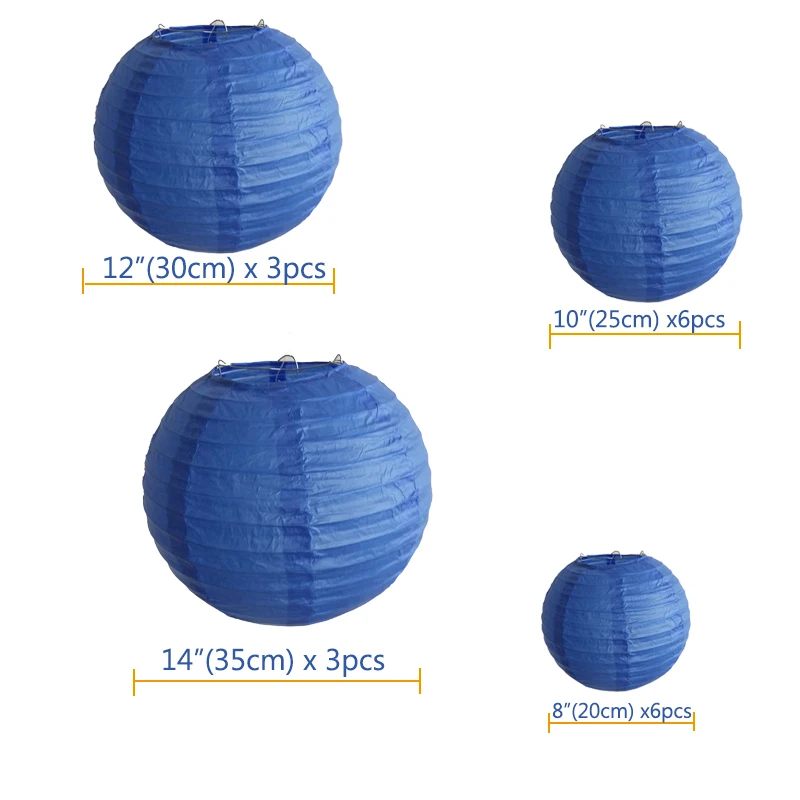 18 Pcs Royal Blue Paper Lantern 8