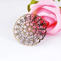 MIAOCHI Retail 5 Bronze Tone Flower Filigree Round Wraps Connectors Metal Crafts Gift Decoration DIY Findings 51mm F0331