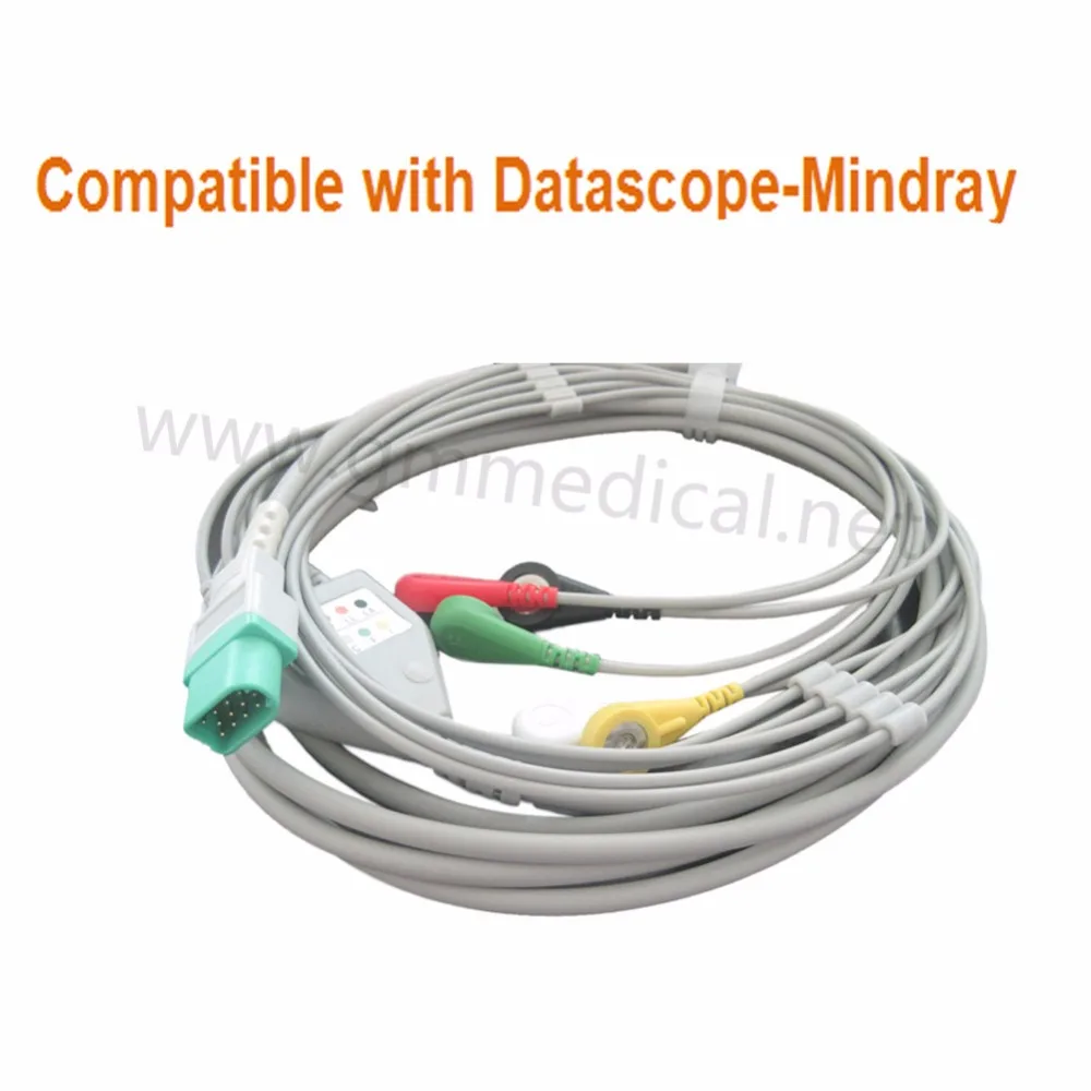 

Compatible With Datascope-Mindray MC087-5T One-Piece 5-Lead ECG Patient Cable ,Snap,IEC,12pin.