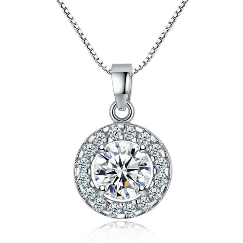 Luxury Design AAA Cubic Zirconia Necklace For Women Bridal Silver Color Rhinestone Crystal Wedding Necklaces Pendants Jewelry