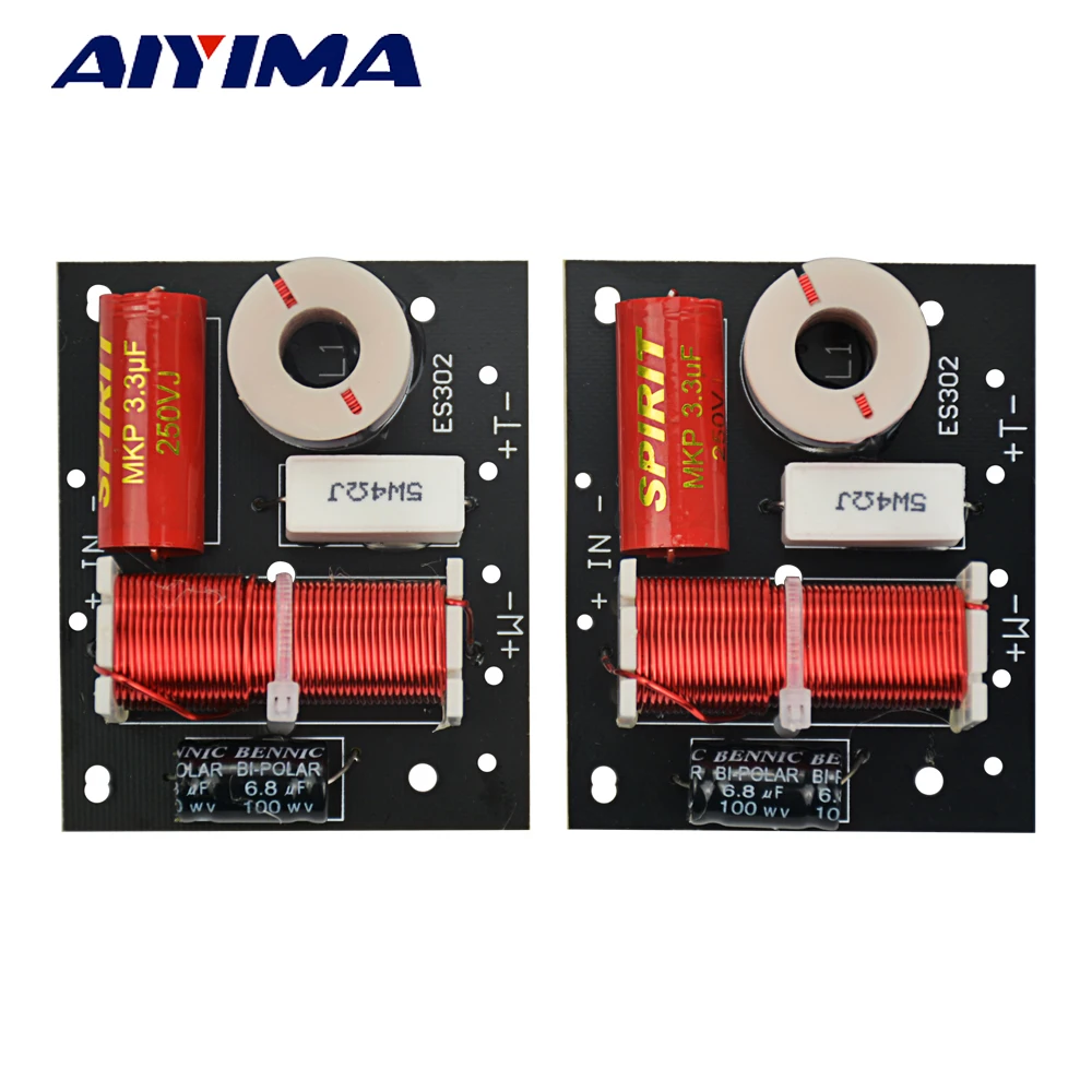 AIYIMA 2Pcs 2 Möglichkeiten 80W Audio Lautsprecher crossover Höhen + Bass Frequenz Teiler Frequenzweichen lautsprecher Filter DIY Für heimkino