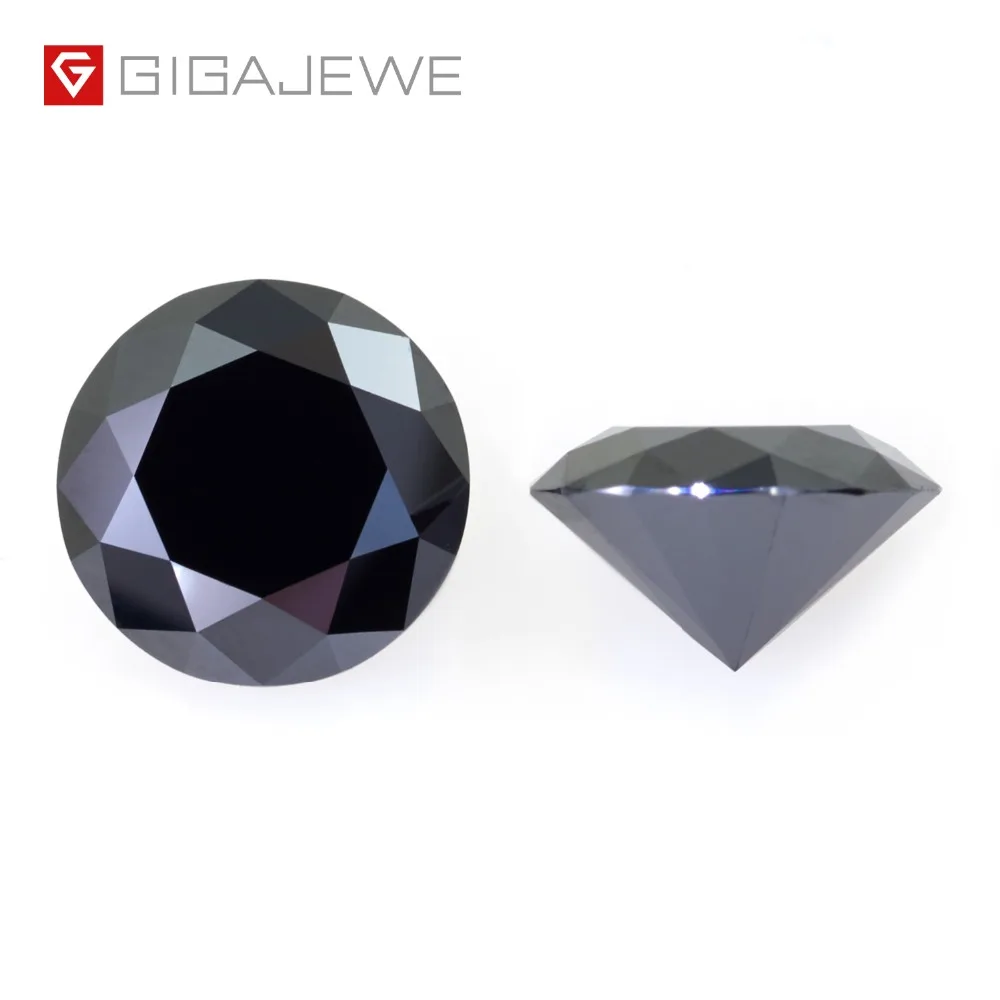 GIGAJEWE Moissanite Black 6.5mm Round Cut  Loose Stone Lab Diamond DIY Gem Jewelry Making Fashion Charms Woman Girlfriend Gift