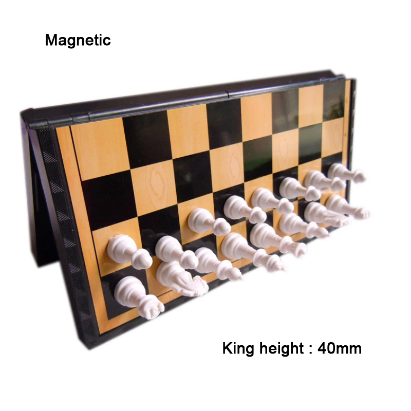 BSTFAMLY plastic chess set, portable game of international chess, magnetic folding chessboard king height 40mm chess game I27