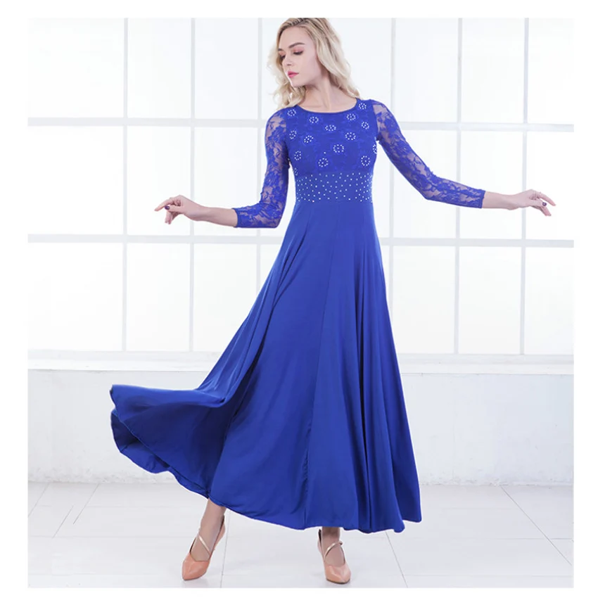 New Modern Dance Dress Long Sleeve Ballroom Dance Costume National Standard Dance Dress Waltz Dress Performance Clothing