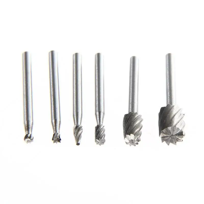 6 pçs dremel ferramentas rotativas hss mini broca conjunto de corte roteamento roteador moagem bits fresas para escultura em madeira corte ferramentas