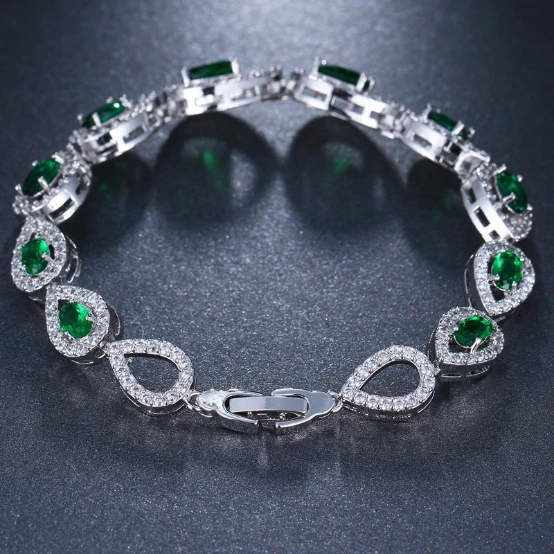 EMMAYA AAA High Quality Green Crystal Stone Bracelets For Ladies Fashion Cheap Women Wedding Jewelry