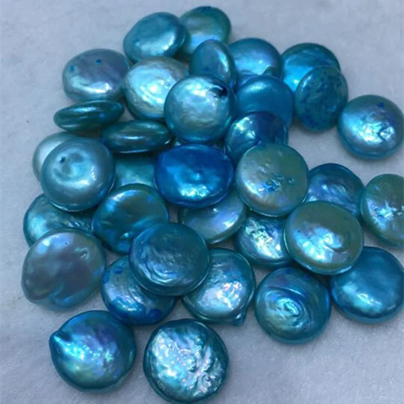 

Wholesale AA 12-14mm No Hole Blue Coin Shaped Loose Freshwater Pearl,Sold by Lot,10 Pcs Per Lot