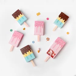 Cartoon Icecream Shape Candy Boxes Pull-out Tray Kraft Paper  Lollipop Box Gift Bags Party Favors Boxes Birthday Party Decor