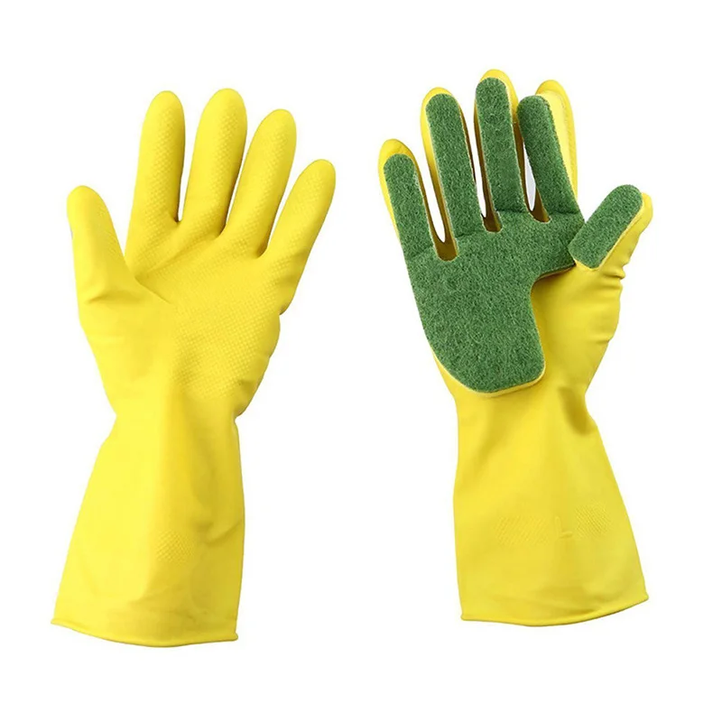 1 Pair Thickened Latex Gloves With Sponge Rubber Gloves For Dish Washing Household Cleaning Kitchen Garden Gloves Guantes Cocina