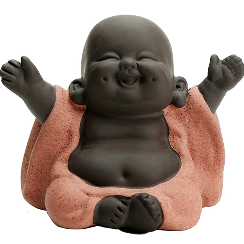 creative figurine yixing zisha purple clay tea pet small Buddha house decoration on tea table tea play Chinese ornament on sales