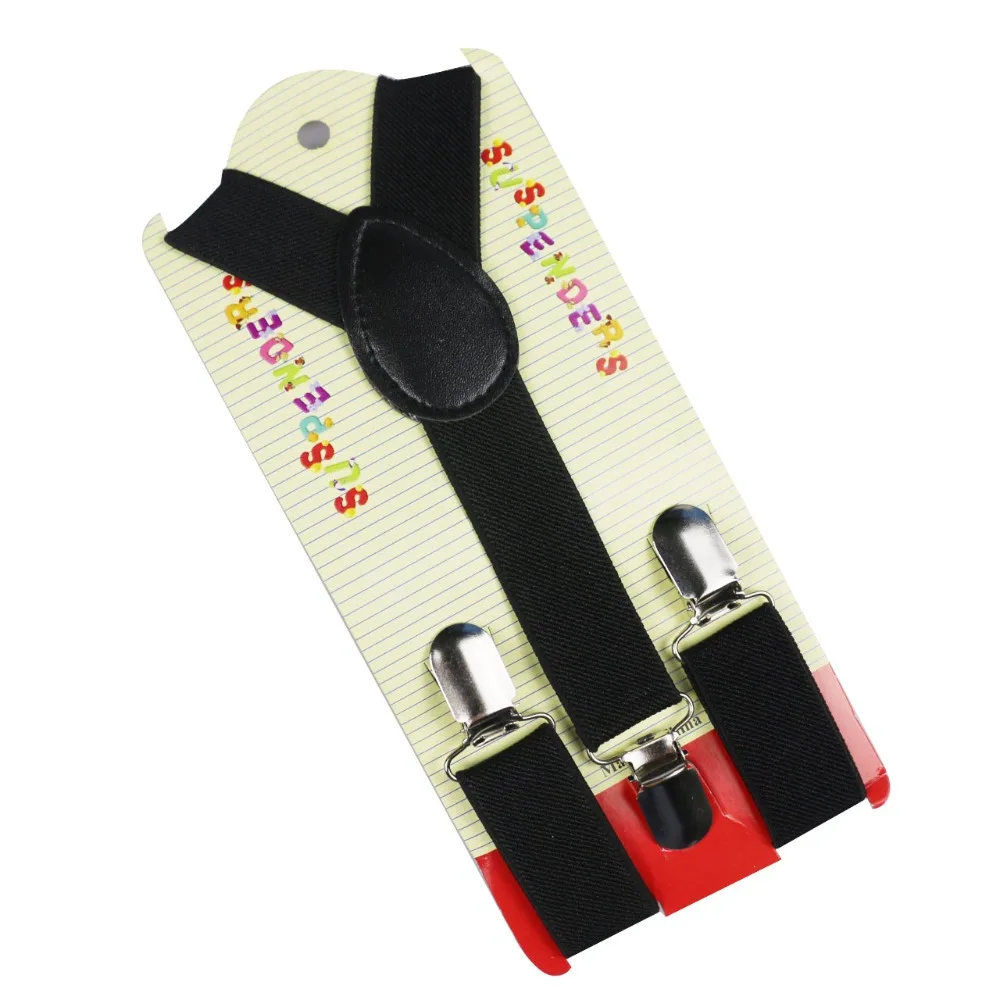 Winfox Fashion 1 Inch Wide Black Grey Red Solid Y Back Clip On Adjustable Child Toddler Suspenders Kids Boys Girls