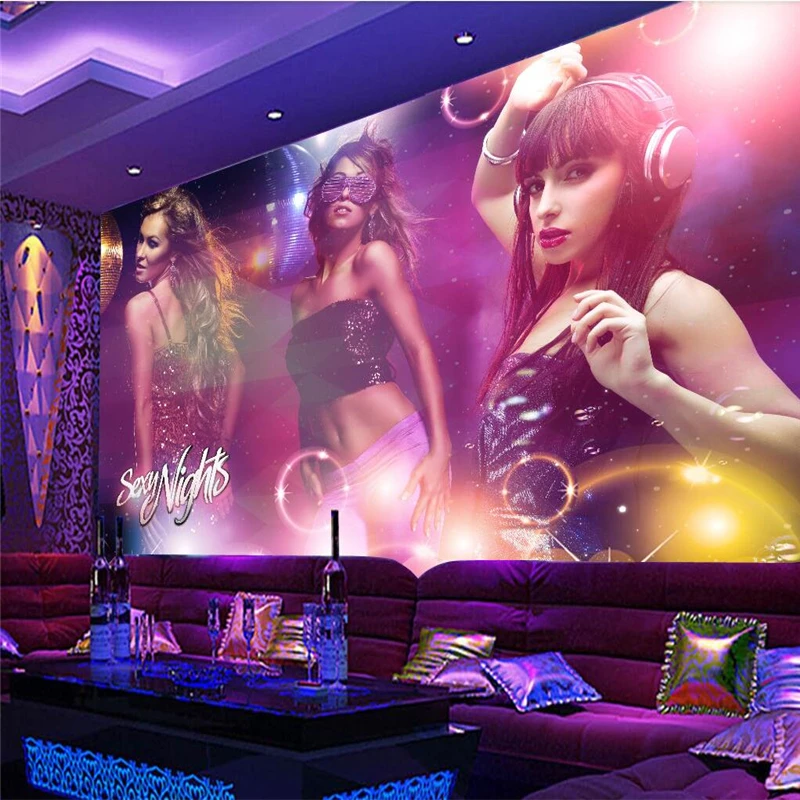 custom Europe bikini beauty nightclub bar KTV decorative large mural wallpaper bedroom decoration wall stickers