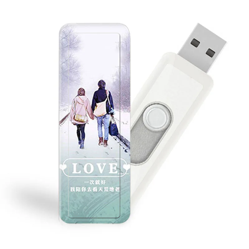 Customized USB Flash Drive 32GB 64GB PenDrive 2.0 16GB 4GB 8GB Pen Drive Memory Stick U Disk For Couple Wedding Gift