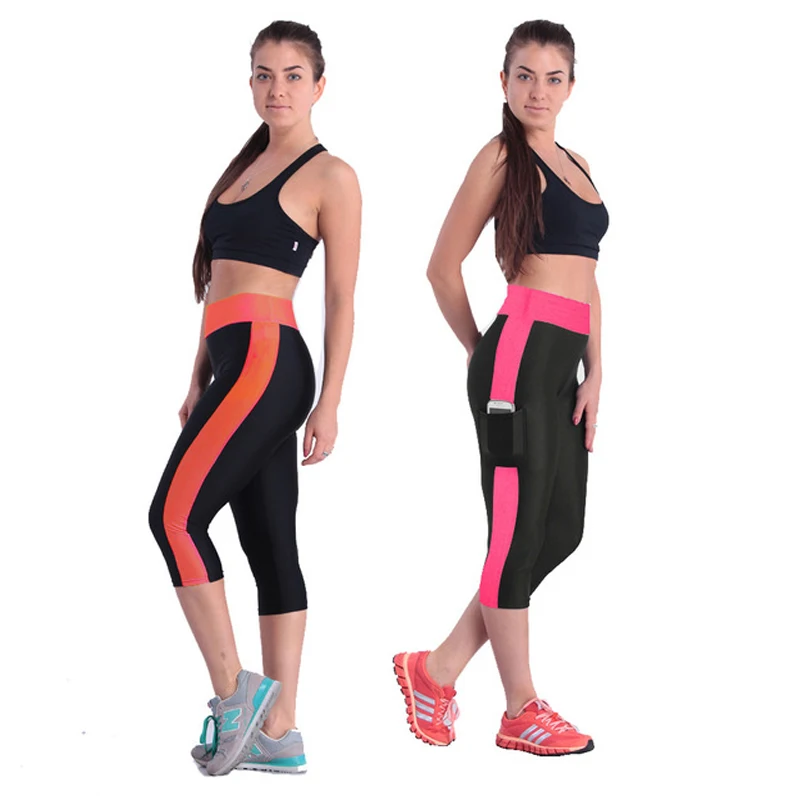 New Summer Women Running Tights Elastic Breathable Sports Pants Slim Push Up Exercise Gym Fitness Yoga Capris 3/4 Pants Legging