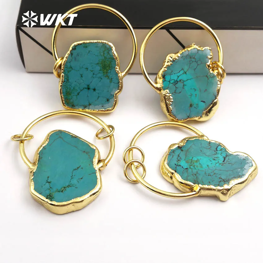 WT-P1372 Wholesale Custom Natural Turquoise Pendant With Cute Unique Pendant For Lady Decorate Jewerly