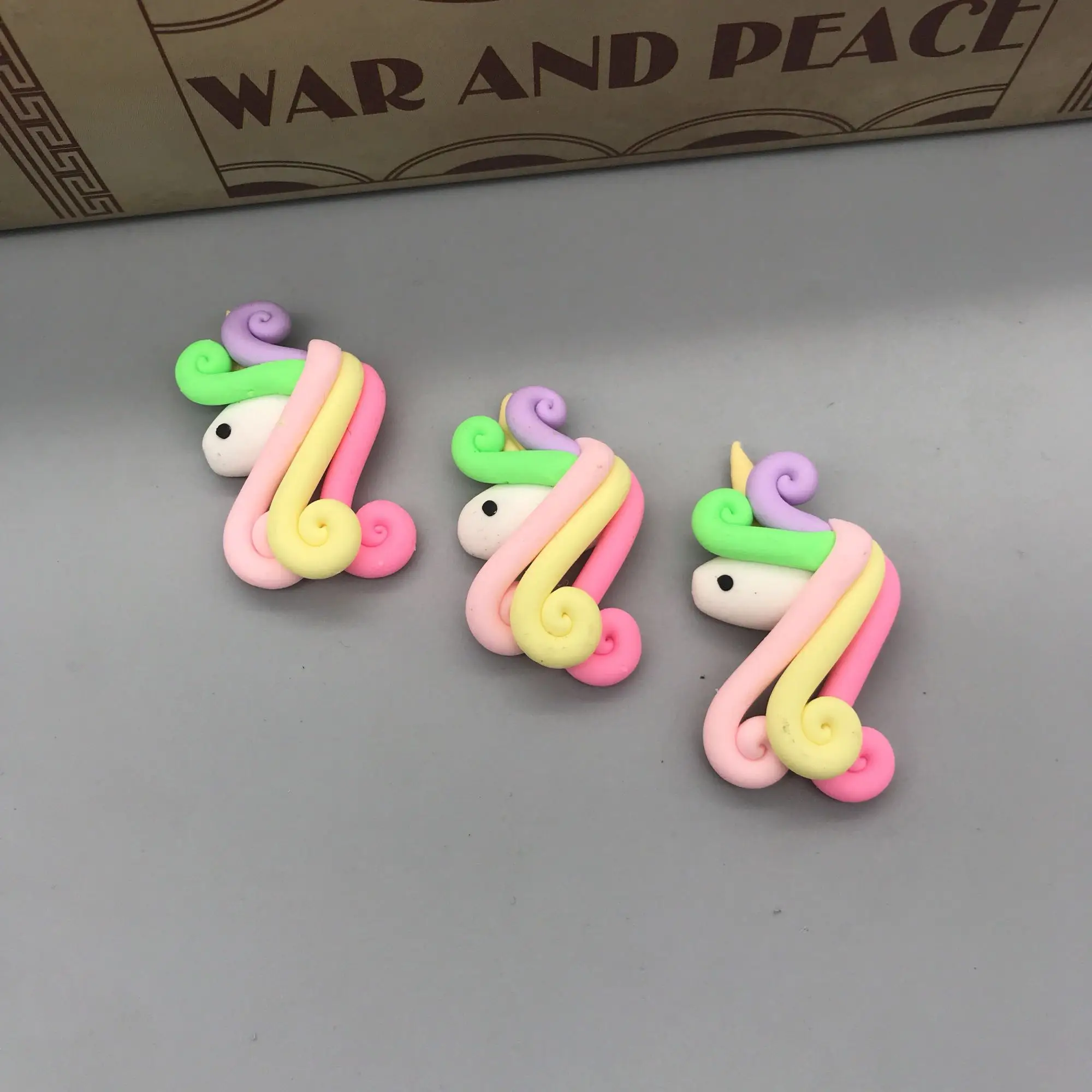 let's start!set 10pcs!Polymer clay rainbow Angel Unicorn.the clay cream phone shell manual decoration,handmade DIY.