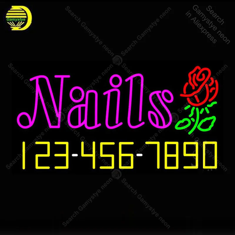 

Neon Sign Nails with Phone Number Neon Light for Store Display Neon Bulbs Sign Decorative Arcade Neon Light Custom Affiche Lamps