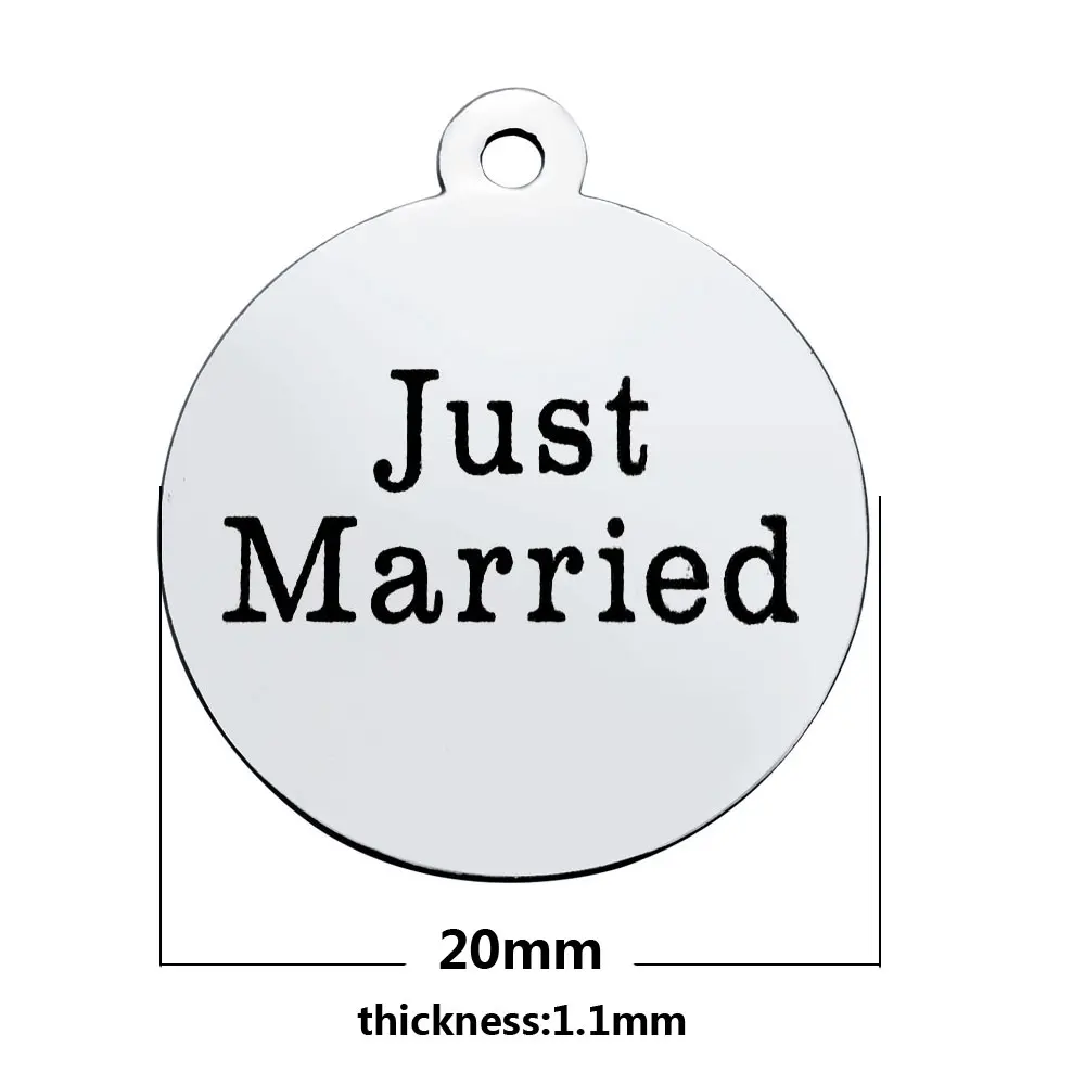 BULK 30pcs Stainless Steel Just Married Charms Pendant Wedding Bridal Jewelry Making 20*23.2mm