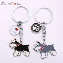 Keychains Drop Shipping DIY Pet Key Chain Metal Key Ring Wholesale Gift Schnauzer Keychains Woman Keys Dogs Tag Key Charm Cheap