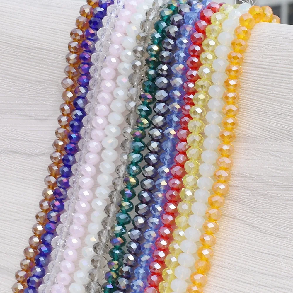 Shinying Multi Color 6mm 98pcs Rondelle Austria Faceted Crystal Glass Beads Loose Spacer Beads for Jewelry Making