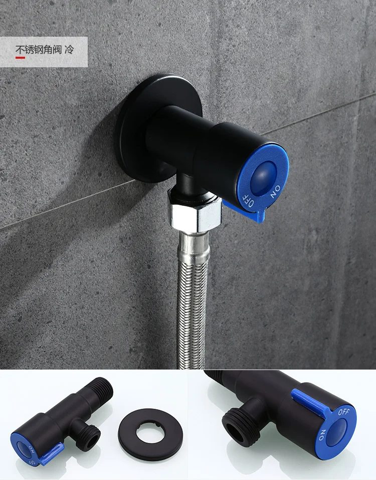 

Stainless steel black paint Matte angle valve Thickened faucet water valve hot and cold water through the valve explosion