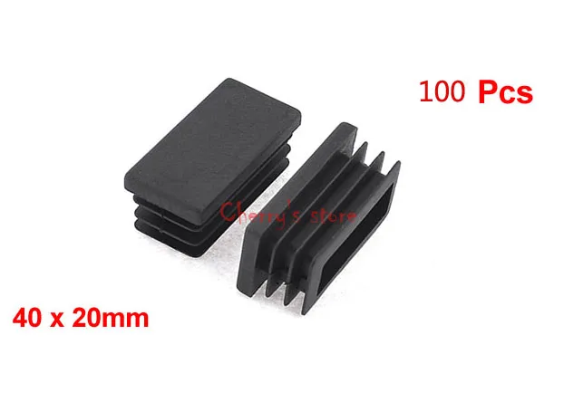 Best Promotion Wholesale Price Black Plastic Rectangle Tube Inserts End Blanking Cap 20mm x 40mm 100 Pcs/lot