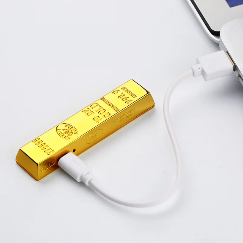 Fashion Mini Gold Bar USB Lighters Metal Ultra Thin Wire Windproof Rechargeable Cigar Lighter