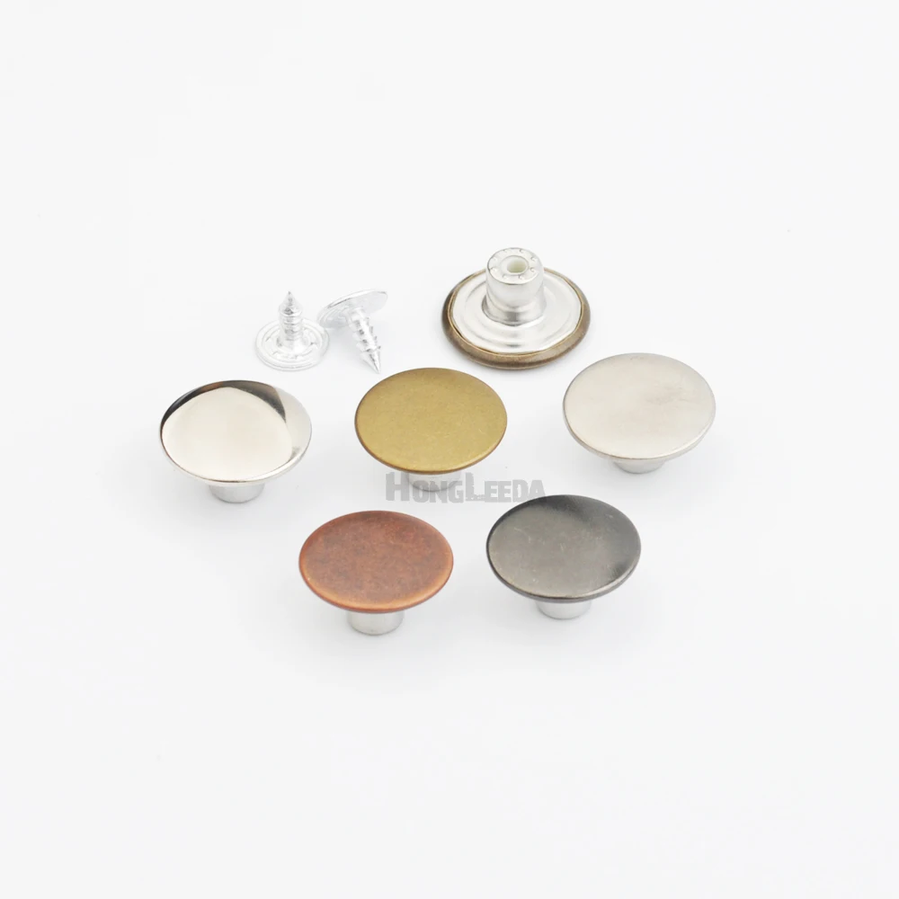 

DIY 100pcs 17mm jeans shank buttons metal brass button silver,black,copper,bronze color with alum nail free shipping JB-002