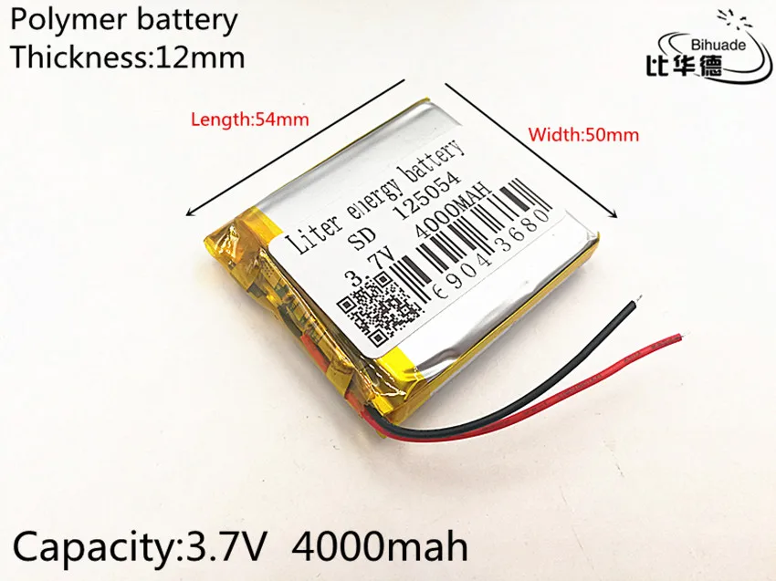 10pcs 2019  new batteries 3.7V 4000mAh 125054 lithium polymer battery MP3 MP4 navigation instruments small toys