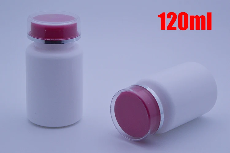 20 frascos brancos da medicina do hdpe da cor dos pces 120ml, cápsulas/comprimidos/pó/garrafas plásticas da vitamina com tampão rosa dobro do picosegundo