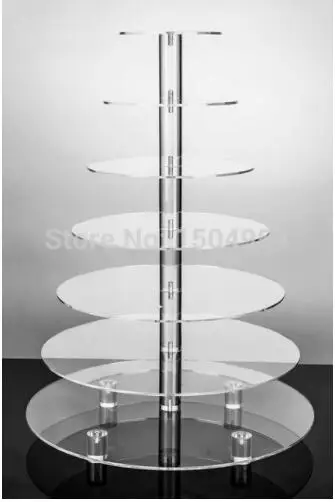 

Free Shiping 1 PC Transparent Round 7 Tier clear Acrylic Cupcake Display Stand /acrylic cake stand with base