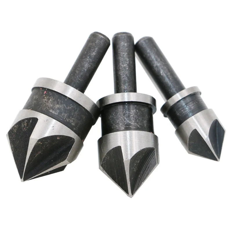 In Acciaio al carbonio 90-gradi Manico Rotondo Dare taglio Smusso Tre-pezzo 12/16/19mm smussatura Coltello Trapano La Lavorazione Del Legno Hole Opener