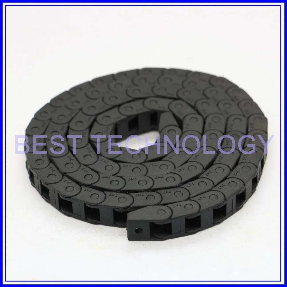 7x7mm L1000mm Plastic Cable Drag Chain Wire Carrier with end connectors plastic towline CNC Mill Router Machine  non opening