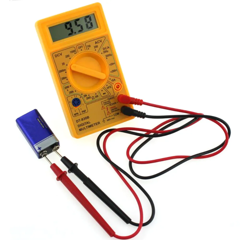 LCD Digital Multimeter AC/DC 750/1000V Digital Mini Handheld Multimeter For Voltmeter Ammeter Ohm Tester Meter With Probe DT830B