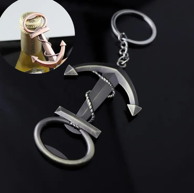 Vintage Anchor Shaped Bottle Opener Keychain Beer Opener Unique Gift Wine Opener Bar Drinking Accessories DIY Decoration SN263