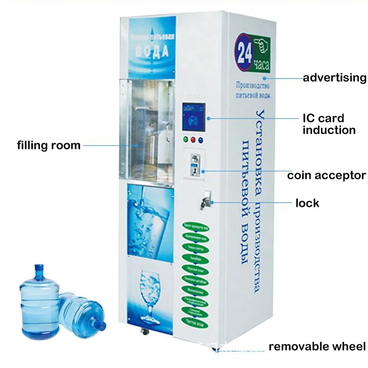 Commercial 800GPD Pure Water Vending Machine for Drinking Water with IC Card Bill and Remote Monitoring