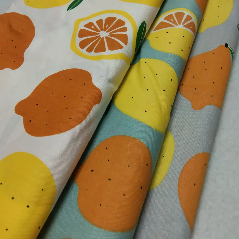 ZY DIY Pretty 3 Colors Fruit Lemon Printed 100% cotton twill cotton Fabric quilting home decor patchwork telas cloth