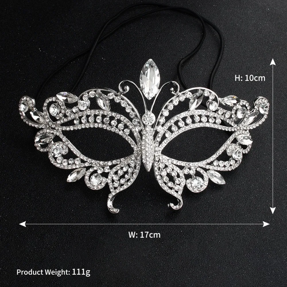 Fashion Butterfly Austrian Crystal Stone Masquerade Ball Women Girls Ladies Wedding Face Jewelry for Party Decorations