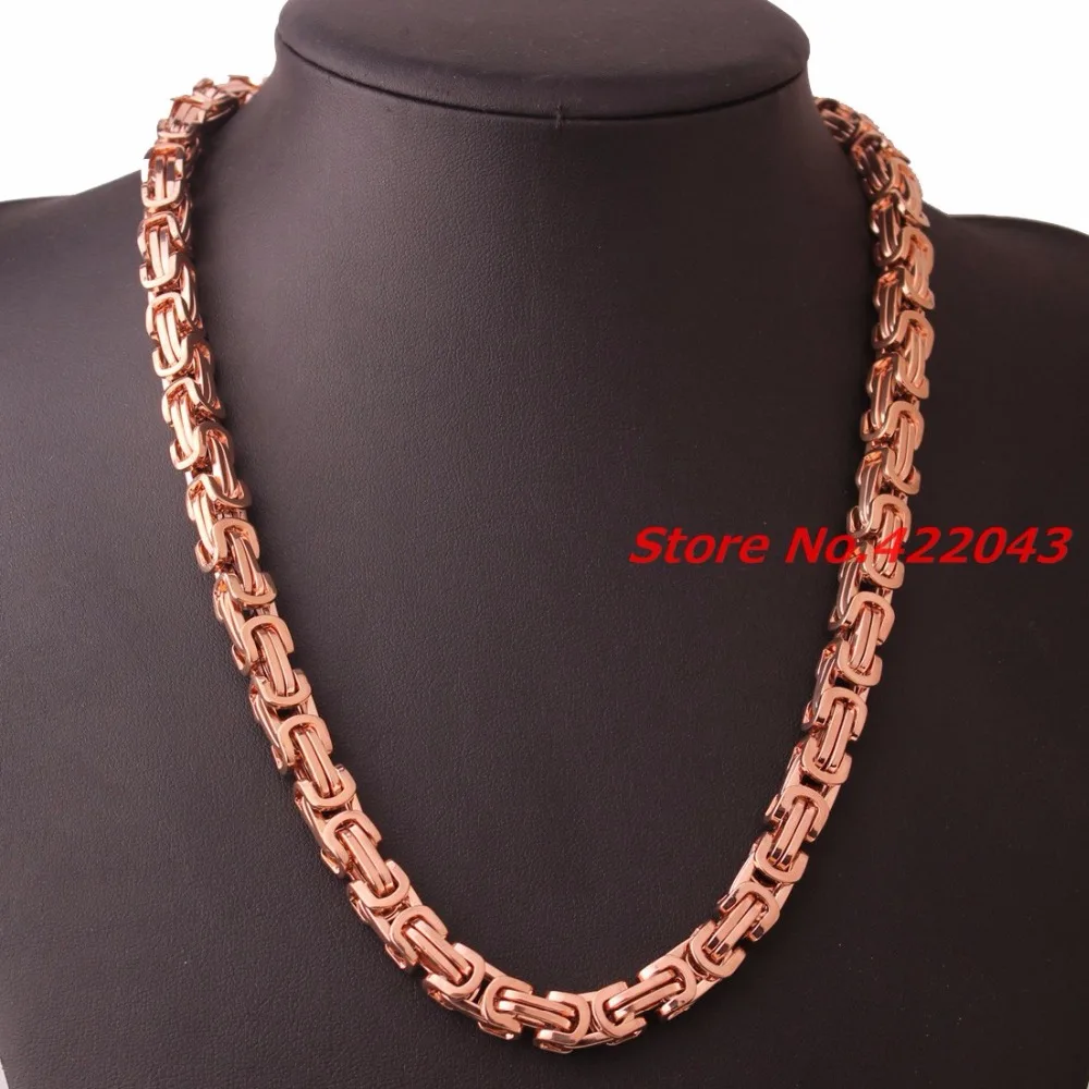 Fashion Rose Gold color  Womens Male Stainless Steel 4/5/8mm Chain Necklaces Byzantine Style Mens Jewellery, Wholesale or retail